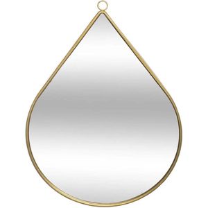 Spiegel/wandspiegel druppel 39 x 28 cm metaal goud - Woondecoratie/accessoires