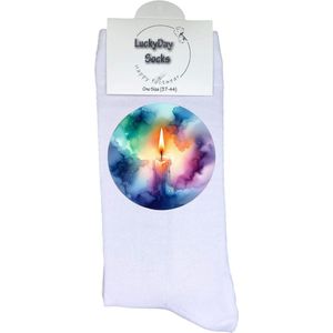 Kaars - Opkikker - Grappige sokken - Valentijns cadeau - Verjaardag cadeau - Grappig - Leuke sokken - Vrolijke sokken - Multi color - Kerst Sokken - Vaderdag - Moederdag - Kerstcadeau - Socks die Happy maken - 37-44