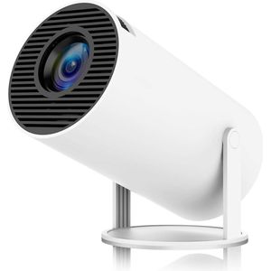 4K Mini Projector, HY300 Portable Projector, Supports 180 ° Rotation, 160 ANSI Automatic Keystone Correction, WiFi 6 ， Android 11, Android Intelligent System, Built-in Battery, Suitable for Indoor and Outdoor Camping