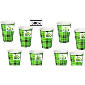500x BIO Koffie beker Schotse ruit 180ml next generation -  melk suiker