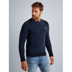 R-neck cotton rib melee knit