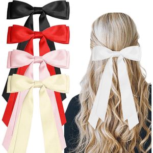 Allecto plus - Set van 5 haarstrikken voor meisjes en vrouwen - Haaraccessoires voor feesten en vieringen - Zwart en rood - Haarlinten en metalen clips