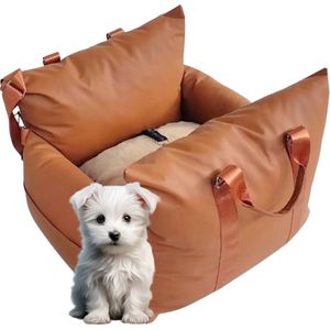Goldcave Hondenmand Auto - Luxe Lederlook - Autostoel voor Hond - Automand - Hondenstoel - Bruin