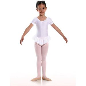Danceries Balletpakje Laurasson Korte mouwen dubbele rok Wit Elasthan - Maat 98-104