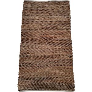 Rocaflor - Vloerkleed - 80x140cm - jute - gerecycled leer aardetinten - geweven