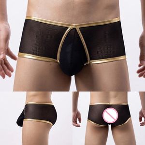 Boxer-Heren-Zwart-Visnet-Gouden rand-Sexy-Opwindend-Goedkoop-Kwaliteit-Erotisch
