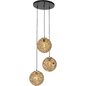 QAZQA maro - Art Deco Hanglamp - 3 lichts - Ø 40 cm - Goud/messing - Woonkamer | Slaapkamer | Keuken