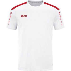 JAKO Shirt Power Korte Mouw Wit-Rood Maat L