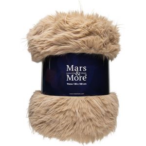 Mars & More Plaid teddy langhaar pluk cognac 130x180cm