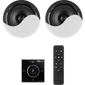 Power Dynamics - Powerline B50BSet - Inbouwversterker - Zwart - 2x 25W met 2 Plafondspeakers - 6.5 inch