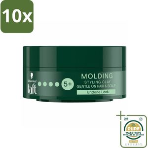 10 x Taft - Molding Styling Clay - Hold 5+ - Vormbare hold - 75 ml - Grootverpakking - Matte Styling Clay - Vormbare Hold - Textuur Haar - Hold 5+