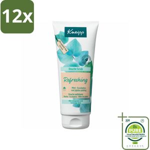 Kneipp - Douche scrub - Refreshing - Mint & Eucalyptus - 200 ml - Voordeelverpakking - 12 stuks - Douche scrub - Verfrissende douche