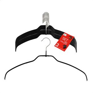 MAWA Kledinghangers Light - Set van 20 - Ruimtebesparende en Antislip Hangers voor Overhemden en Blouses - 360° Draaibare Haak - Hoogwaardige Antislip-Coating - 42 cm, Zwart