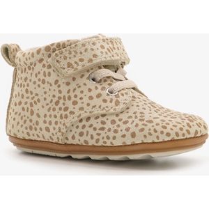 Groot leren babyschoenen beige met stippenprint - Maat 18 - Uitneembare zool - In cadeauverpakking