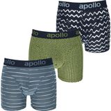 Apollo Boxershorts Heren Blue / Green Print 3-pack-L