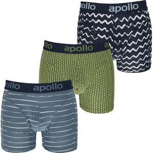 Apollo Boxershorts Heren Blue / Green Print 3-pack-L