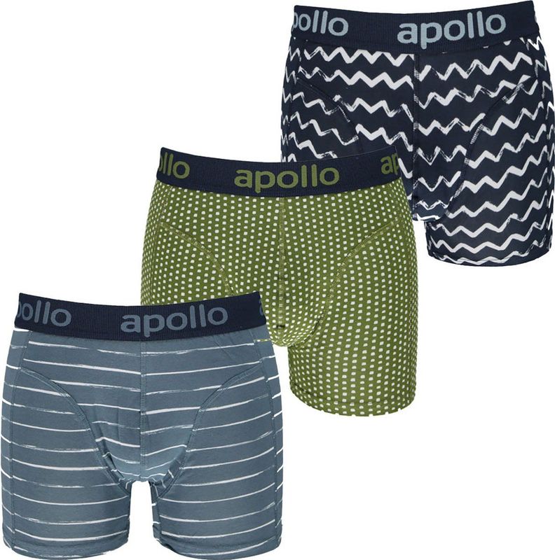 Apollo Boxershorts Heren Blue / Green Print 3-pack-L