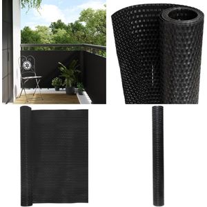 vidaXL Balkonscherm 500x100 cm poly rattan zwart - Balkonscherm - Balkonschermen - Scherm - Privacyscherm