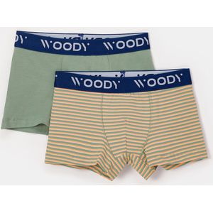 Woody Jongens set khaki + streep - maat 152/12J