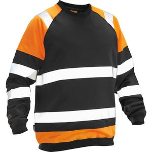 Jobman 5124 Hi-Vis Sweatshirt 65512465 - Zwart/HV Oranje - S