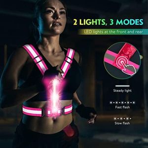 Oplaadbaar veiligheidsvest met LED-verlichting voor sportactiviteiten - Roze - Hardloop Vest - Reflecterend - Buiten Veilig