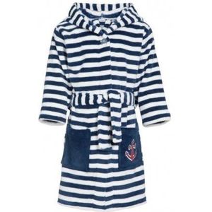 Playshoes - Fleecebadjas voor kinderen - Maritiem - Navy-blauw / wit - maat 98-104cm