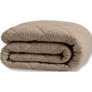 Y-NOT Mat Satijn Dekbed Taupe 240x220 - Lits Jumeaux - Dekbed Zonder Overtrek - Mat Satijn Dekbed - Wasbaar Hoesloos Dekbed - 30 dagen proefslapen - Bedrukt dekbed - Dekbed met vaste overtrek - All year winterdekbed & zomerdekbed