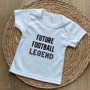 T-shirt baby met tekst - Future Football Legend - Maat 62 - Wit - Kraamcadeau - Babyshower - Zwanger - Geboorte - Voetbal - Babykleding - Newborn - Pregnant - Korte mouw - Stoer