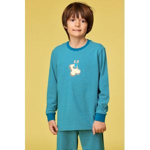Woody Jongens-Heren pyjama groene streep - maat 164/14J