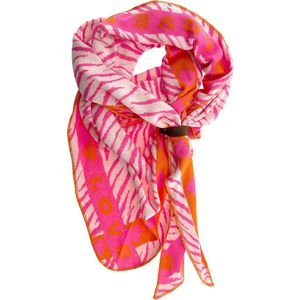LOT83 Sjaal Mae - Vegan leren sluiting - Omslagdoek - Ronde sjaal - Pink - 1 Size fits all