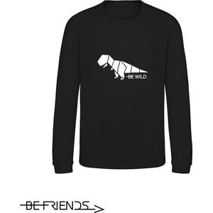 Be Friends Sweater - Be wild dino - Kinderen - Zwart - Maat 12-13 jaar