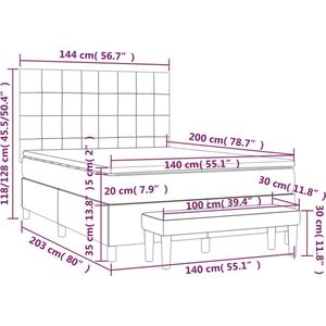 vidaXL - Boxspring - met - matras - fluweel - donkerblauw - 140x200 - cm