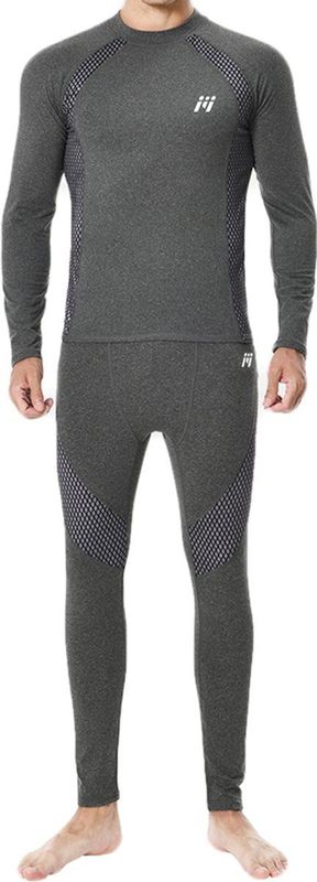 Thermo Ondergoed set voor Heren : Ademend en Comfortabel Basislaag voor Voetbal, Tennis, Skiën, Hardlopen en Outdooractiviteiten-Grijs-XXL