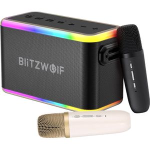 80W bluetooth-luidspreker Karaoke Bass RGB EQ 6000mAh Powerbank TF AUX - met 2 microfoons