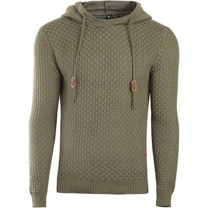 Heren casual lange mouwen trui met capuchon en geruit jacquard ontwerp