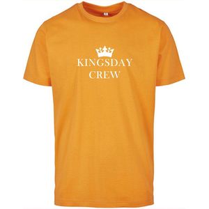 T-shirt Heren Crew - Maat M - Oranje - Wit - Heren shirt korte mouw met tekst