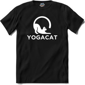 Yoga Cat | Katten - Kat - Cats - T-Shirt - Unisex - Zwart - Maat L