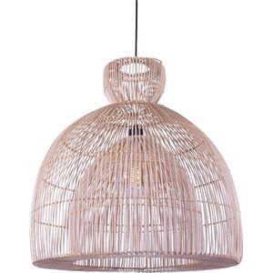 Hanglamp Rotan naturel | 1 lichts | bruin / naturel | hout | Ø 60 cm | in hoogte verstelbaar tot 165 cm | eetkamer / woonkamer lamp | modern / landelijk design