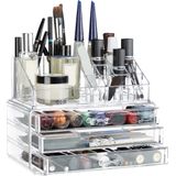Relaxdays make-up organizer klein - stapelbaar - sieradendoosje - cosmetica - opbergbox - doorzichtig