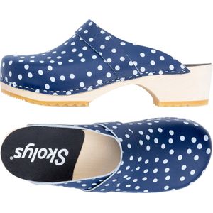 Skolys W-320.10 klompen - clogs - tuinklompen - werkklompen - dames - verpleegkundige - ziekenhuis - instap - blauw met witte stippen - maat 36