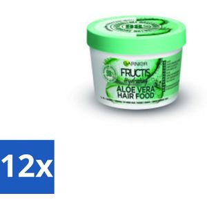 12 x Garnier - Fructis Hair Food Aloe Vera - 3-in-1 Haarmasker - Normaal tot Droog Haar - 400 ml - Haar Masker - Aloe Vera - Droog Haar - Hydraterend Masker - Garnier Fructis