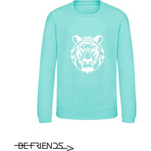 Be Friends Sweater - Tijger - Kinderen - Mint groen - Maat 1-2 jaar