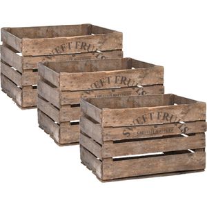 Set van 4x Stuks Houten Opberg Fruitkisten/Kratten 42 X 51 cm - Aardappe/Appel Kratjes/Kistjes