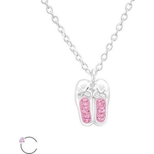 Amanto Kids Ketting Chelsea Pink - 925 Zilver E-Coating - Ballet - 7x9mm - 39cm