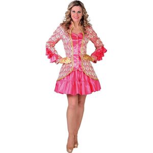 Magic By Freddy's - Middeleeuwen & Renaissance Kostuum - Burlesque Brokaat Jas Met Ruches Roze Vrouw - Roze - Small - Carnavalskleding - Verkleedkleding