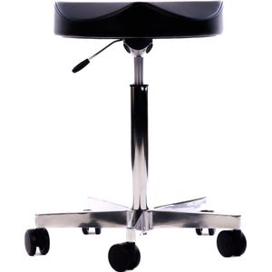 OKAPI® Fenix tabouret ZWART - LARGE gasveer - GROTE zitting - kapperskruk kappersfiets zadelkruk taboeret