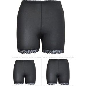Dames boxershorts - fietsbroekje 3 pack lange pijp met kant L Zwart