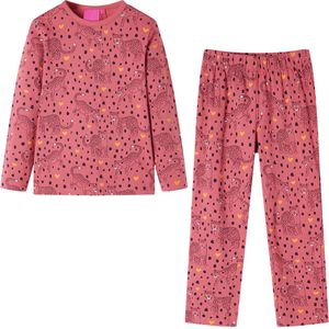 vidaXL - Kinderpyjama - met - lange - mouwen - 92 - oudroze