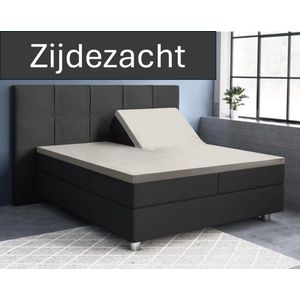 Zijdezachte katoen/satijn lits-jumeux splittopper hoeslaken creme - 180x200 - glanzend en luxe - fijne kwaliteit - ideale pasvorm