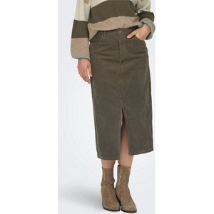 ONLY - Rokken - Bruin - High Waist - Knoop en Ritssluiting - Split aan de Voorkant